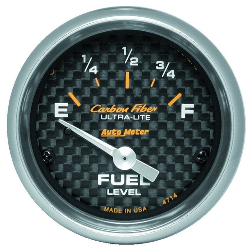 AutoMeter - Autometer Carbon Fiber 52mm 0E-90F Short Sweep Electronic Fuel Level Gauge - Demon Performance