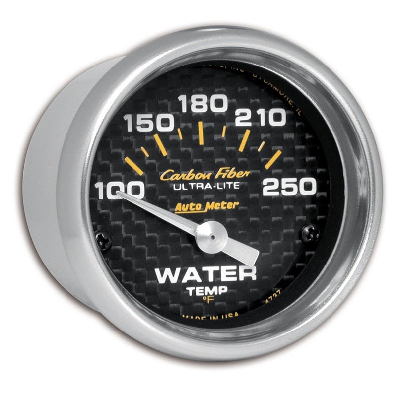 AutoMeter - Autometer Carbon Fiber 52mm 100-250 Deg F Electronic Water Temp Gauge - Demon Performance