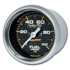 AutoMeter - Autometer Carbon Fiber 52mm 100 PSI Electronic Fuel Pressure Gauge - Demon Performance