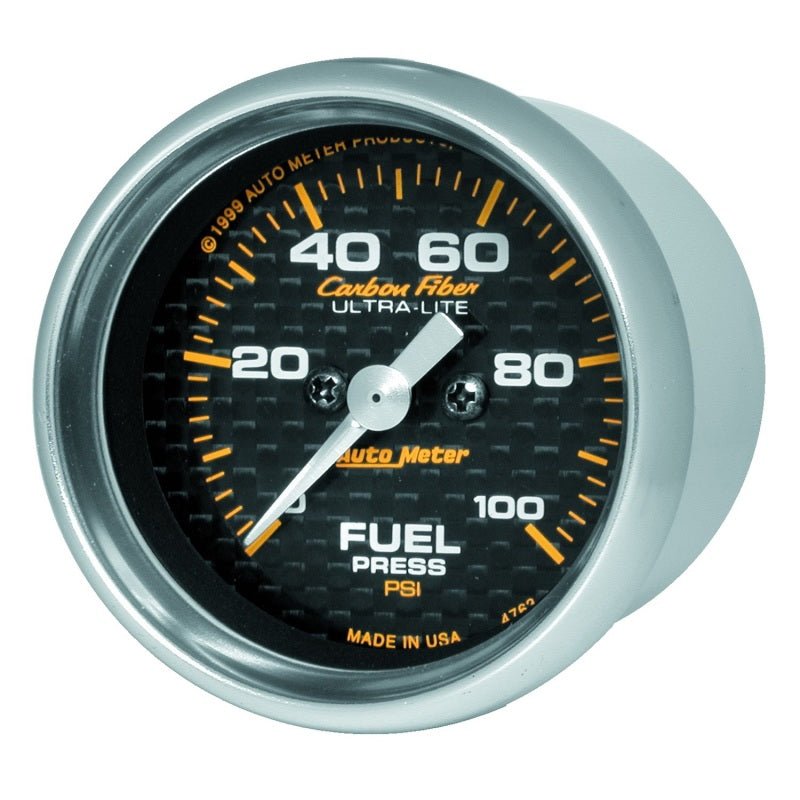 AutoMeter - Autometer Carbon Fiber 52mm 100 PSI Electronic Fuel Pressure Gauge - Demon Performance