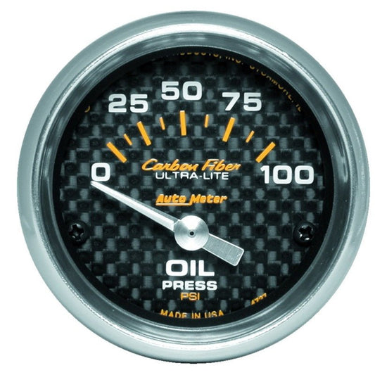 AutoMeter - Autometer Carbon Fiber 52mm 100 PSI Electronic Oil Pressure Gauge - Demon Performance