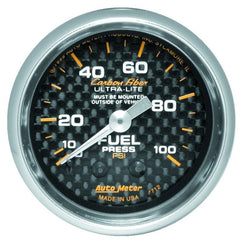 AutoMeter - Autometer Carbon Fiber 52mm 100 PSI Mechanical Fuel Pressure Gauge - Demon Performance