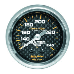 AutoMeter - Autometer Carbon Fiber 52mm 120-240 Deg F Mechanical Water Temp Gauge - Demon Performance