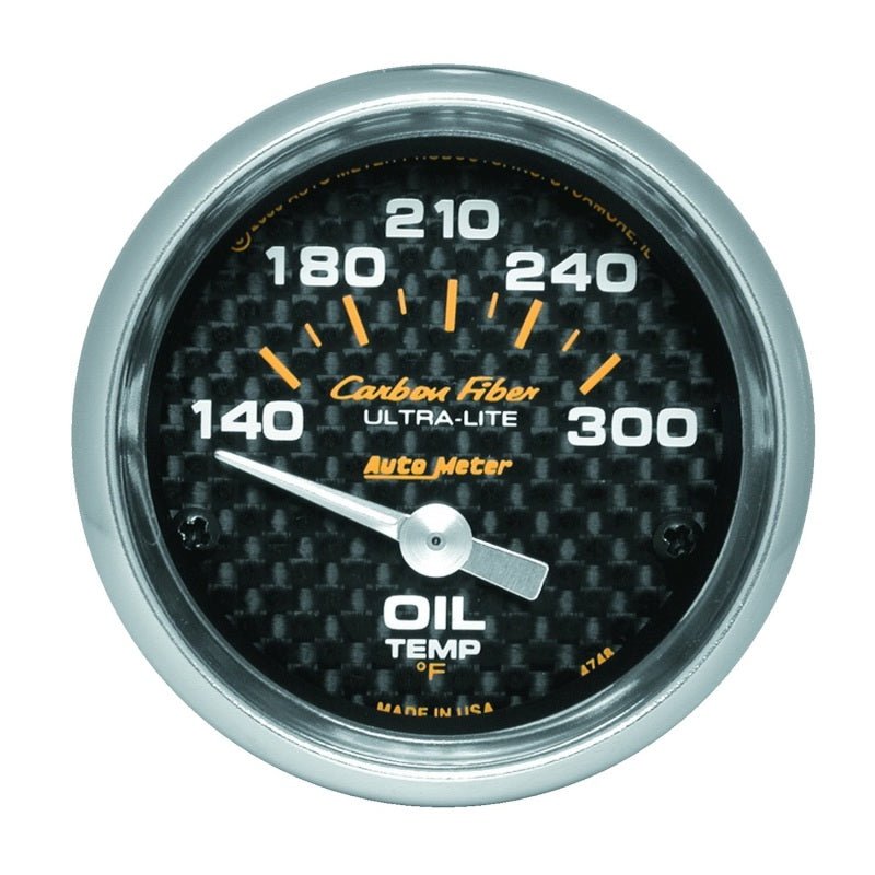 AutoMeter - Autometer Carbon Fiber 52mm 140-300 Deg F Electronic Oil Temperature Gauge - Demon Performance