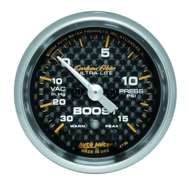 AutoMeter - Autometer Carbon Fiber 52mm 15 PSI Electronic Boost Gauge - Demon Performance