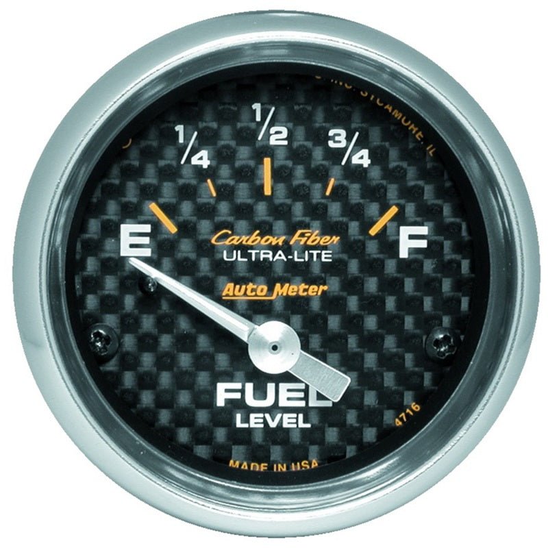 AutoMeter - Autometer Carbon Fiber 52mm 240 Empty-33 Full Electronic Fuel Level Gauge - Demon Performance