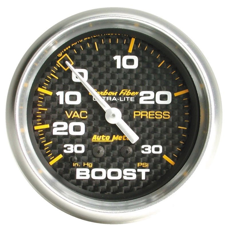 AutoMeter - Autometer Carbon Fiber 52mm 30 PSI Mechanical Boost Gauge - Demon Performance