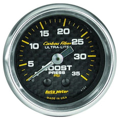 AutoMeter - Autometer Carbon Fiber 52mm 35 PSI Mechanical Boost Gauge - Demon Performance