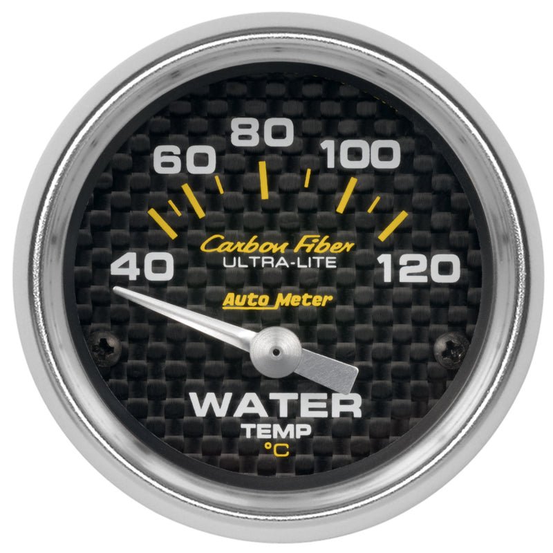 AutoMeter - Autometer Carbon Fiber 52mm 40-120 Deg C Electronic Water Temp Gauge - Demon Performance