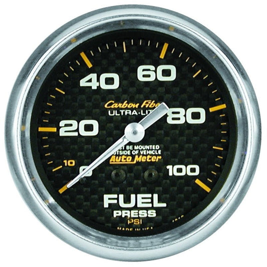 AutoMeter - Autometer Carbon Fiber 66.7mm 0-15 PSI W/O ISO Fuel Pressure Gauge - Demon Performance