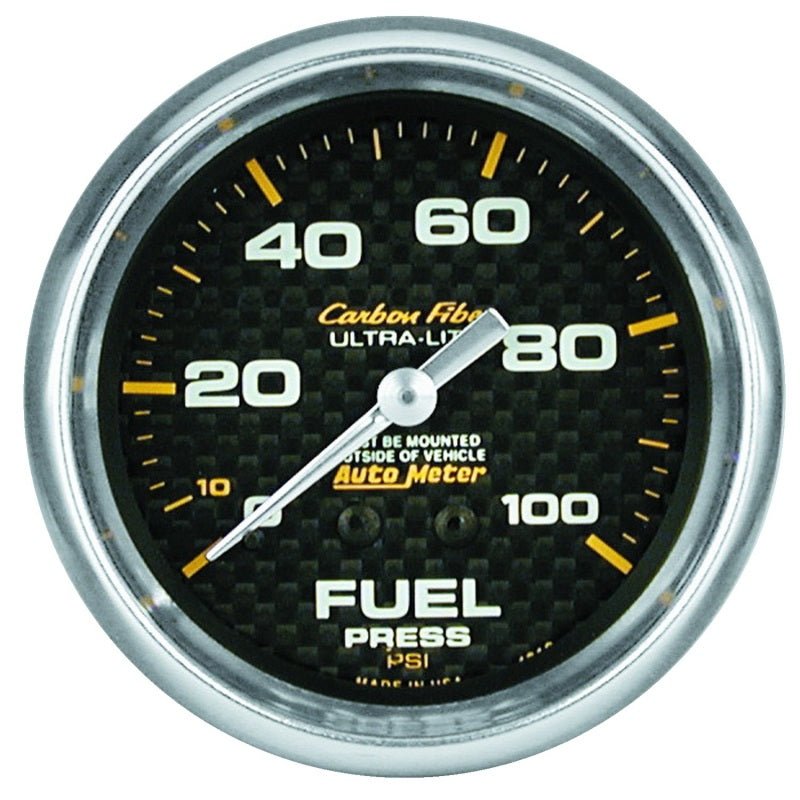 AutoMeter - Autometer Carbon Fiber 66.7mm 100 PSI Mechanical Oil Pressure Gauge - Demon Performance