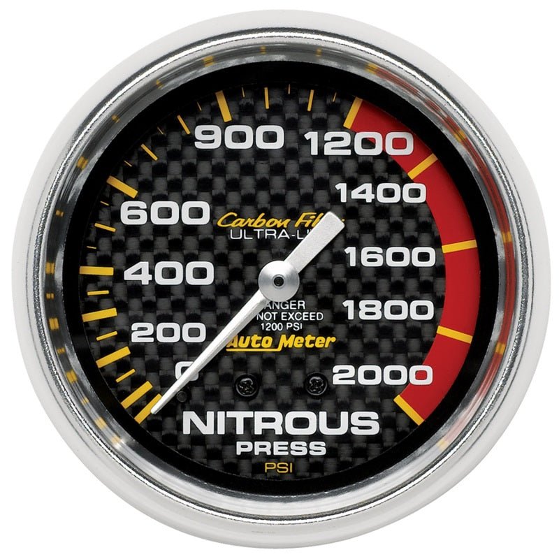 AutoMeter - Autometer Carbon Fiber 66.7mm Mechanical 0-2000 PSI Nitrous Press Gauge - Demon Performance