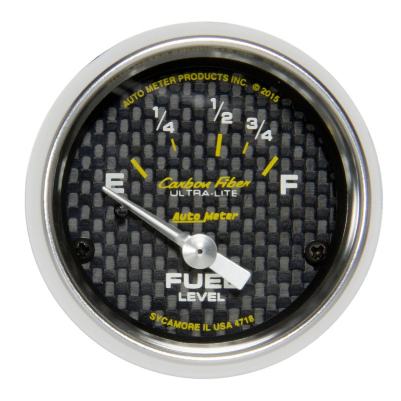 AutoMeter - Autometer Carbon Fiber Gauge Fuel Level 2 1/16in 16e To 158f Elec Carbon Fiber - Demon Performance