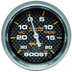 AutoMeter - Autometer Carbon Fiber II 66.7mm Mechanical Vacuum / Boost Gauge 30 In. HG/20 PSI - Demon Performance