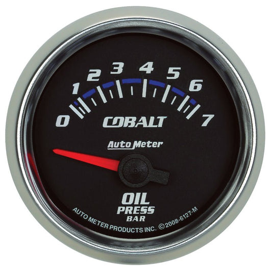 AutoMeter - Autometer Cobalt 52mm 0-7 BAR Short Sweep Electric Oil Pressure Gauge - Demon Performance