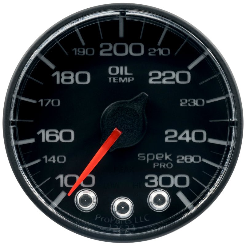 AutoMeter - Autometer Spek-Pro Gauge Oil Temp 2 1/16in 300f Stepper Motor W/Peak & Warn Blk/Blk - Demon Performance