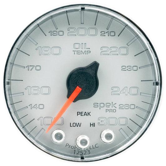 AutoMeter - Autometer Spek-Pro Gauge Oil Temp 2 1/16in 300f Stepper Motor W/Peak & Warn Slvr/Chrm - Demon Performance