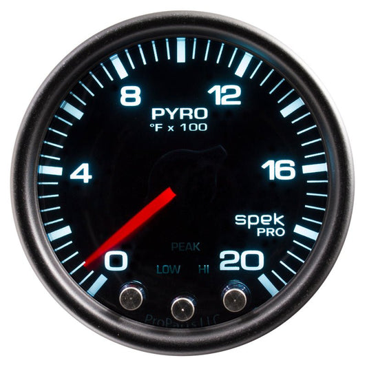 AutoMeter - Autometer Spek-Pro Gauge Pyro. (Egt) 2 1/16in 2000f Stepper Motor W/Peak & Warn Blk/Smoke/Blk - Demon Performance