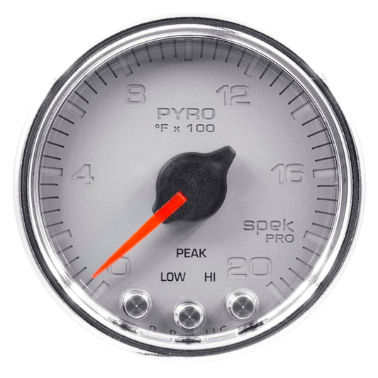 AutoMeter - Autometer Spek-Pro Gauge Pyro. (Egt) 2 1/16in 2000f Stepper Motor W/Peak & Warn Slvr/Chrm - Demon Performance