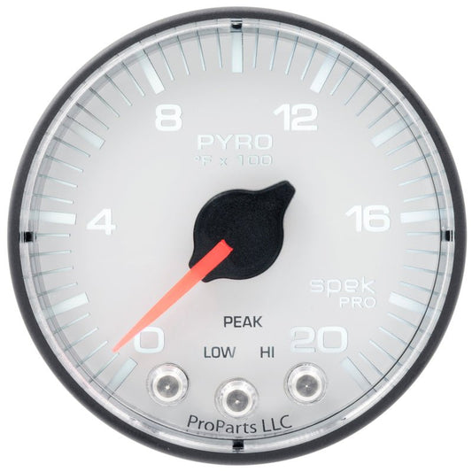 AutoMeter - Autometer Spek-Pro Gauge Pyro. (Egt) 2 1/16in 2000f Stepper Motor W/Peak & Warn Wht/Blk - Demon Performance