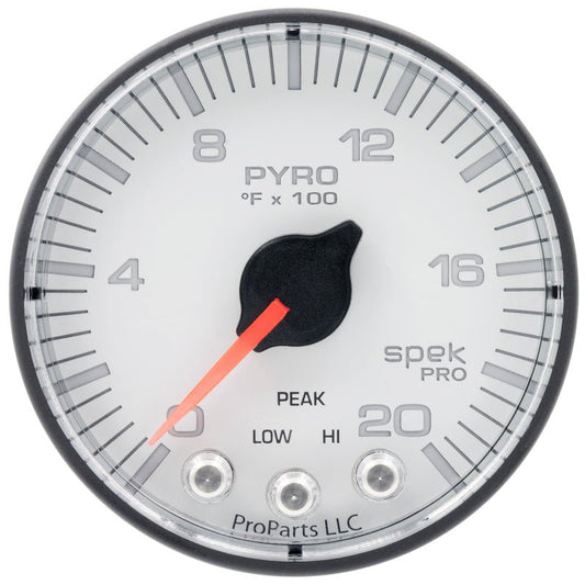 AutoMeter - Autometer Spek-Pro Gauge Pyro. (Egt) 2 1/16in 2000f Stepper Motor W/Peak & Warn Wht/Blk - Demon Performance