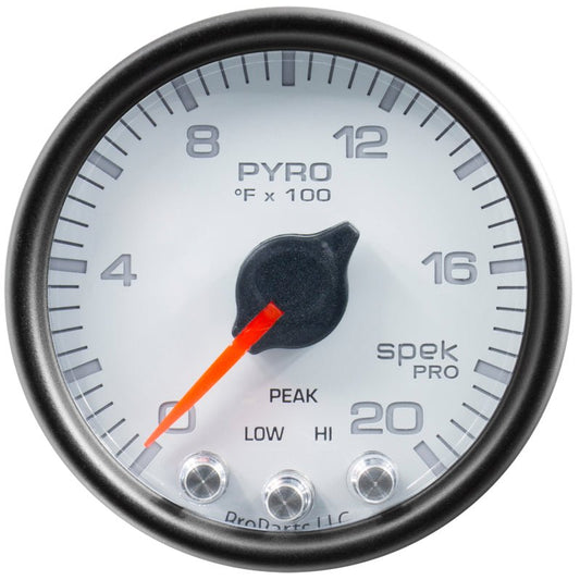 AutoMeter - Autometer Spek-Pro Gauge Pyro. (Egt) 2 1/16in 2000f Stepper Motor W/Peak & Warn Wht/Blk - Demon Performance