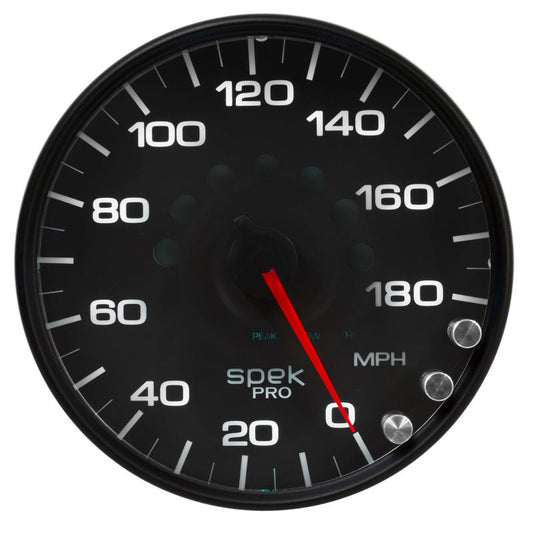 AutoMeter - Autometer Spek-Pro Gauge Speedometer 5in 180 Mph Elec. Programmable Black/Black - Demon Performance