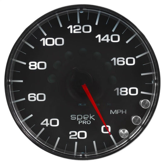 AutoMeter - Autometer Spek-Pro Gauge Speedometer 5in 180 Mph Elec. Programmable Black/Chrome - Demon Performance