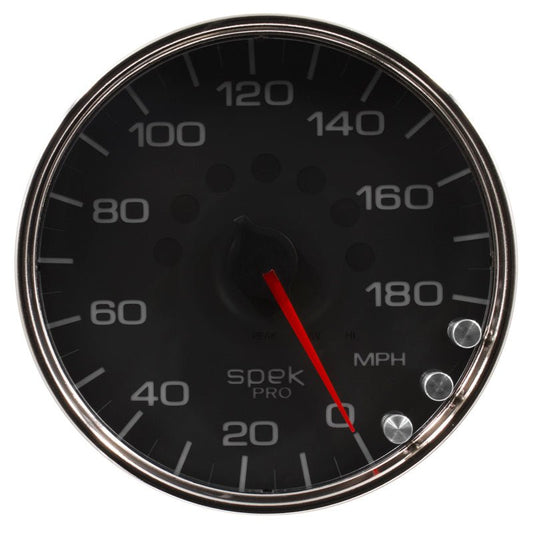 AutoMeter - Autometer Spek-Pro Gauge Speedometer 5in 180 Mph Elec. Programmable Black/Chrome - Demon Performance