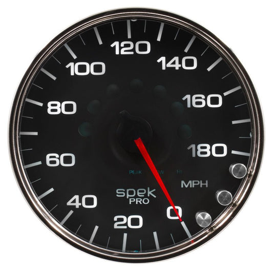 AutoMeter - Autometer Spek-Pro Gauge Speedometer 5in 180 Mph Elec. Programmable Black/Chrome - Demon Performance