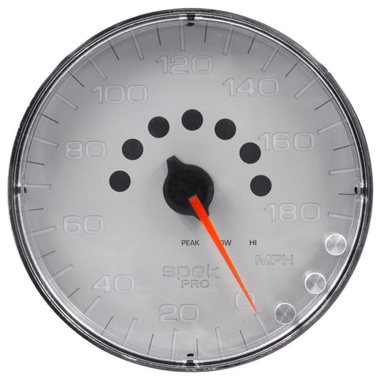 AutoMeter - Autometer Spek-Pro Gauge Speedometer 5in 180 Mph Elec. Programmable Silver/Chrome - Demon Performance