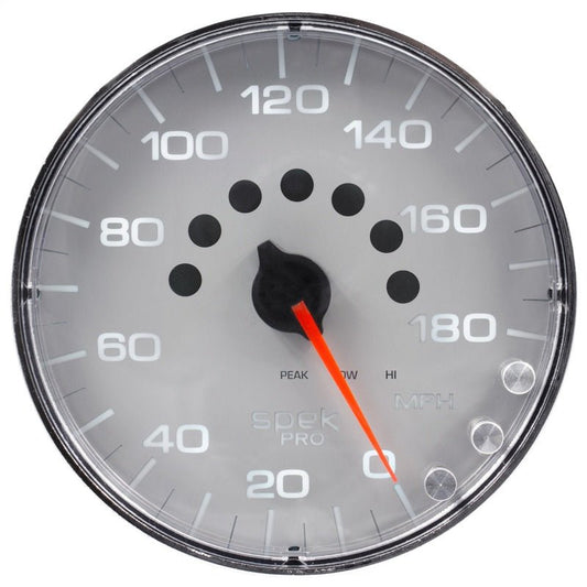 AutoMeter - Autometer Spek-Pro Gauge Speedometer 5in 180 Mph Elec. Programmable Silver/Chrome - Demon Performance