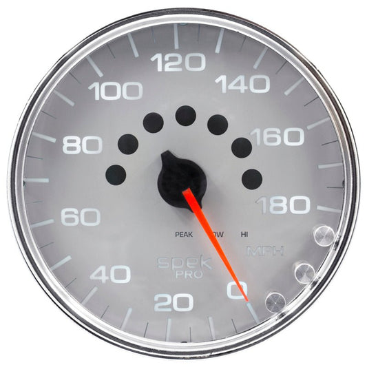 AutoMeter - Autometer Spek-Pro Gauge Speedometer 5in 180 Mph Elec. Programmable Silver/Chrome - Demon Performance