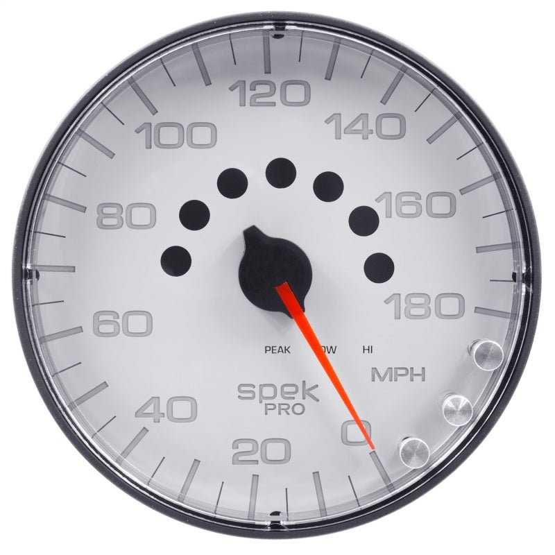 AutoMeter - Autometer Spek-Pro Gauge Speedometer 5in 180 Mph Elec. Programmable White/Black - Demon Performance