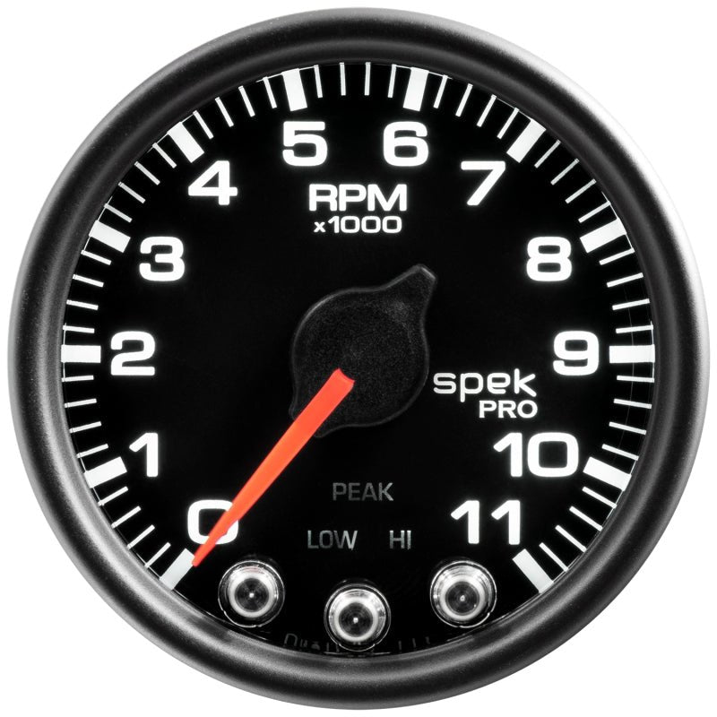 AutoMeter - Autometer Spek-Pro Gauge Tach 2 1/16in 11K Rpm W/ Shift Light & Peak Mem Blk/Blk - Demon Performance