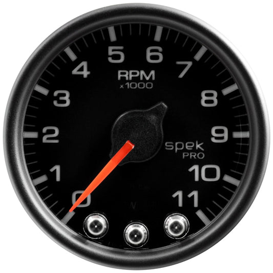 AutoMeter - Autometer Spek-Pro Gauge Tach 2 1/16in 11K Rpm W/ Shift Light & Peak Mem Blk/Blk - Demon Performance