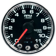 AutoMeter - Autometer Spek-Pro Gauge Tach 2 1/16in 11K Rpm W/ Shift Light & Peak Mem Blk/Chrm - Demon Performance