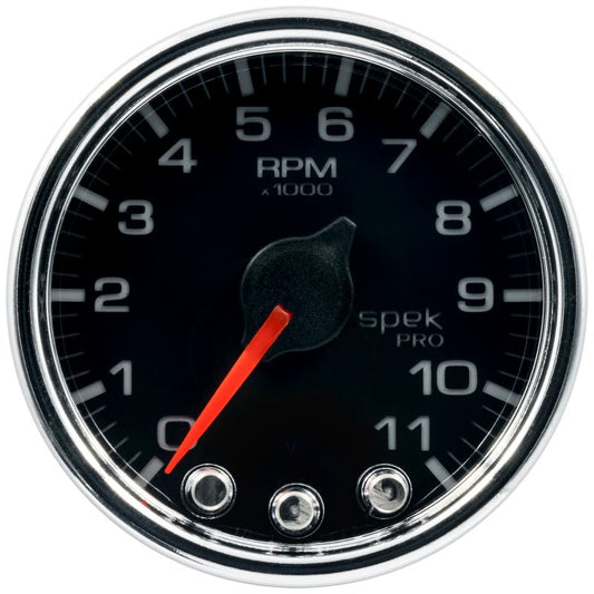 AutoMeter - Autometer Spek-Pro Gauge Tach 2 1/16in 11K Rpm W/ Shift Light & Peak Mem Blk/Chrm - Demon Performance