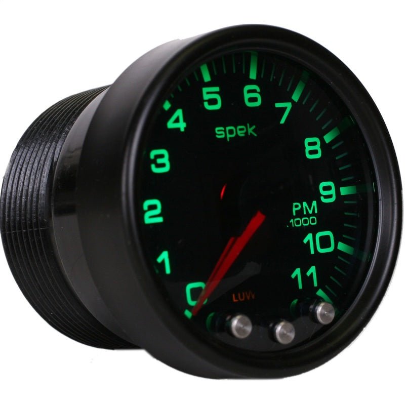 AutoMeter - Autometer Spek-Pro Gauge Tach 2 1/16in 11K Rpm W/ Shift Light & Peak Mem Blk/Smoke/Blk - Demon Performance