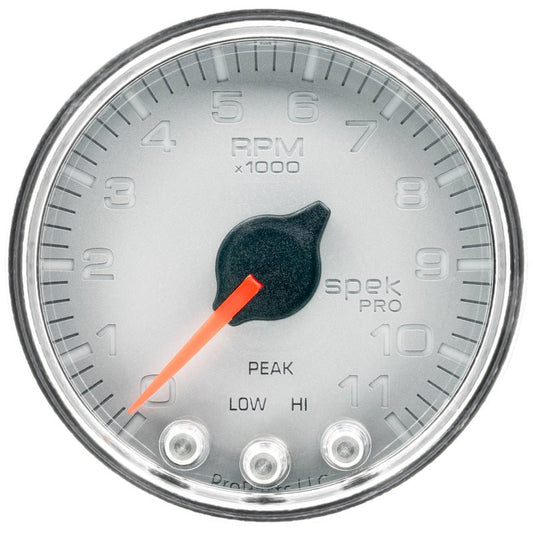 AutoMeter - Autometer Spek-Pro Gauge Tach 2 1/16in 11K Rpm W/ Shift Light & Peak Mem Slvr/Chrm - Demon Performance