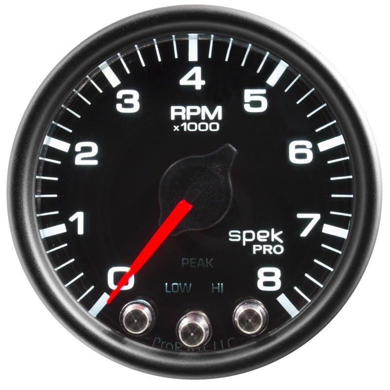 AutoMeter - Autometer Spek-Pro Gauge Tach 2 1/16in 8K Rpm W/ Shift Light & Peak Mem Blk/Blk - Demon Performance