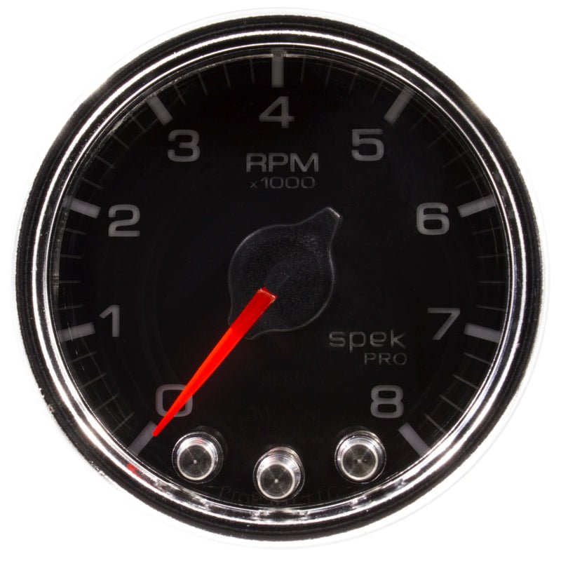 AutoMeter - Autometer Spek-Pro Gauge Tach 2 1/16in 8K Rpm W/ Shift Light & Peak Mem Blk/Chrm - Demon Performance