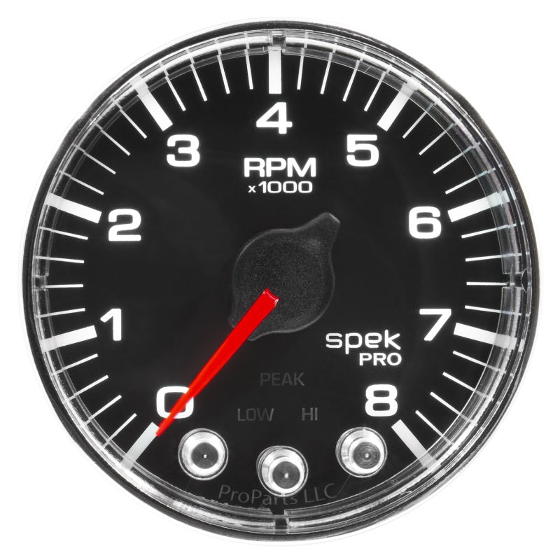 AutoMeter - Autometer Spek-Pro Gauge Tach 2 1/16in 8K Rpm W/ Shift Light & Peak Mem Blk/Chrm - Demon Performance