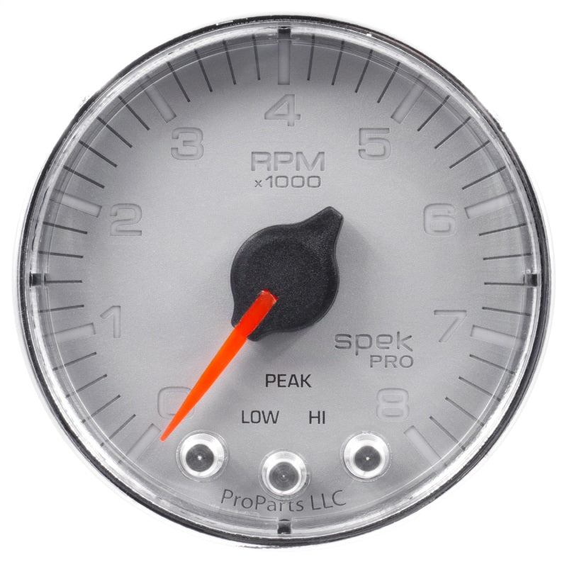 AutoMeter - Autometer Spek-Pro Gauge Tach 2 1/16in 8K Rpm W/ Shift Light & Peak Mem Slvr/Chrm - Demon Performance