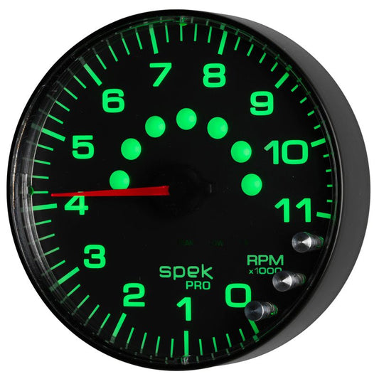 AutoMeter - Autometer Spek-Pro Gauge Tachometer 5in 11K Rpm W/Shift Light & Peak Mem Black/Black - Demon Performance