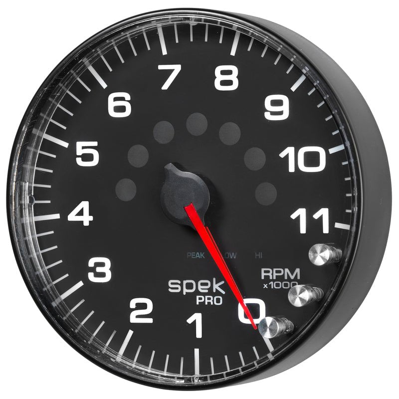 AutoMeter - Autometer Spek-Pro Gauge Tachometer 5in 11K Rpm W/Shift Light & Peak Mem Black/Black - Demon Performance