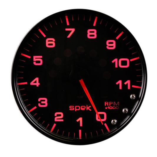 AutoMeter - Autometer Spek-Pro Gauge Tachometer 5in 11K Rpm W/Shift Light & Peak Mem Black/Black - Demon Performance