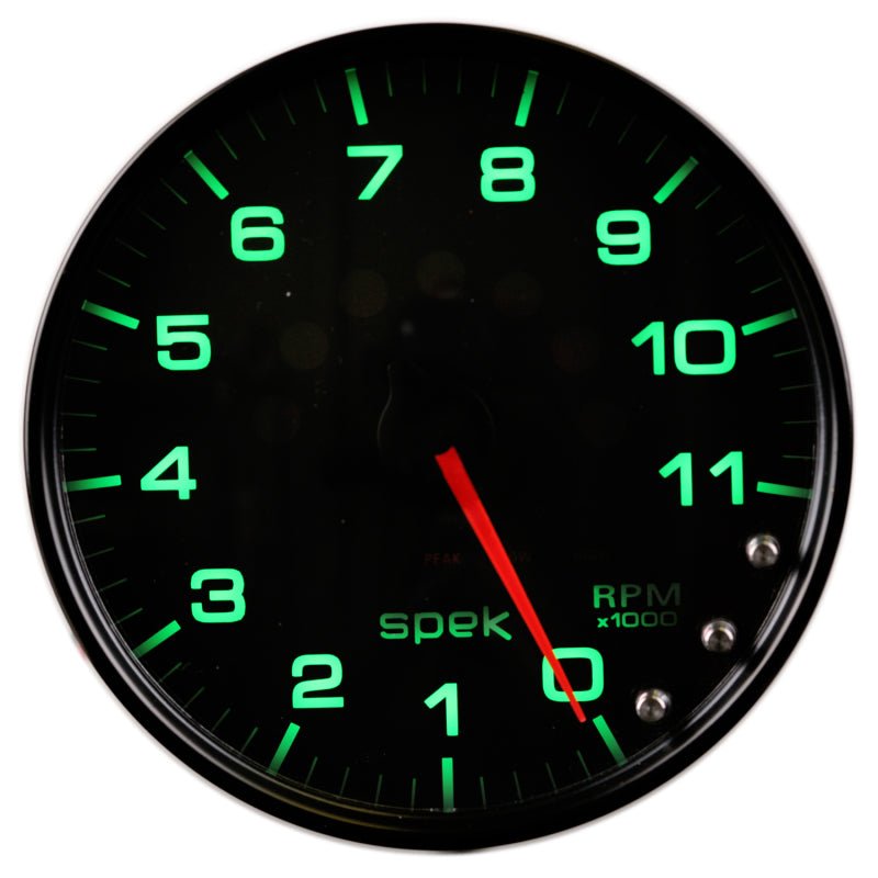 AutoMeter - Autometer Spek-Pro Gauge Tachometer 5in 11K Rpm W/Shift Light & Peak Mem Black/Black - Demon Performance