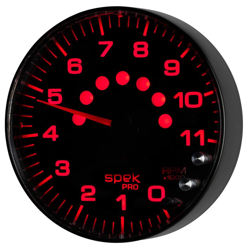 AutoMeter - Autometer Spek-Pro Gauge Tachometer 5in 11K Rpm W/Shift Light & Peak Mem Black/Black - Demon Performance