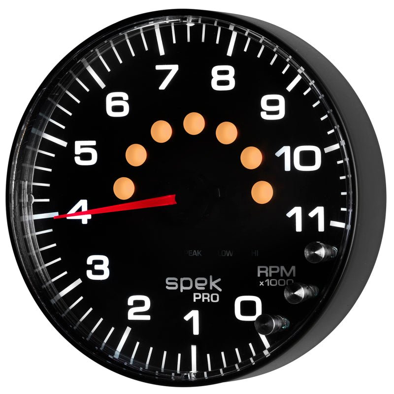 AutoMeter - Autometer Spek-Pro Gauge Tachometer 5in 11K Rpm W/Shift Light & Peak Mem Black/Black - Demon Performance